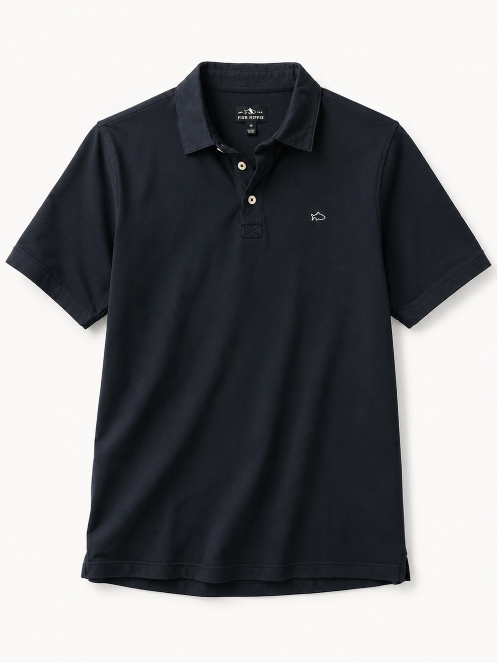 Fish Hippie Mend Solid Navy Knit Polo Size XL